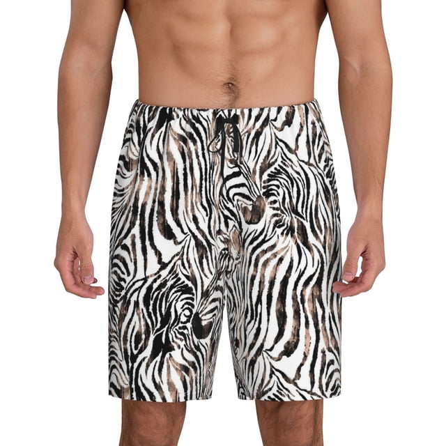 Fotbe Leopard And Zebra Pantalones Cortos de Pijama para Hombre, Ropa de Dormir, Pantalones de Pijama Cortos para Hombre-XX-Large
