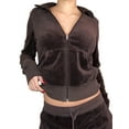 thumbnail image 4 of FOCUSNORM 2Pcs Women Juniors Casual Tracksuit, Solid Color/Gradual Color Hooded Crop Tops + Pants, 4 of 7