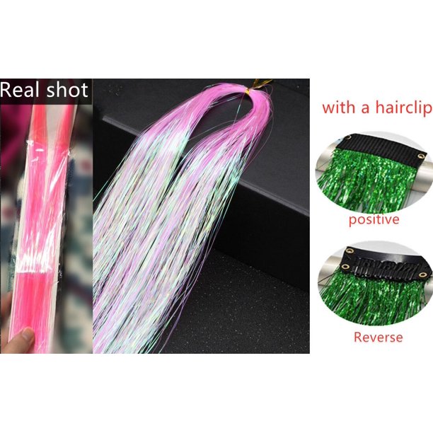 Oropel brillante para el cabello, extensiones de cabello de seda arcoíris, deslumbra a las mujeres Hippie para tocado trenzado, herramientas de peinado largas de 93 Cm Tan Jianjun unisex