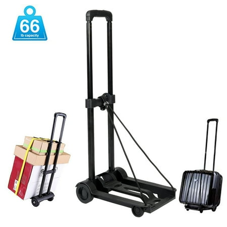 UBesGoo Heavy Duty Foldable Utility Luggage Cart, Portable Fold Up Dolly Trolley Car, Small Mini Shopping Hand Truck, 66 lbs Maximum Load, for Luggage, Personal, Travel, Moving and Office