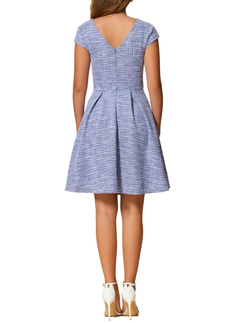 open lace back dress The Tradition Cream Embellished Pleated Tweed Dress, X-Large - The Mint Julep Boutique main image 1