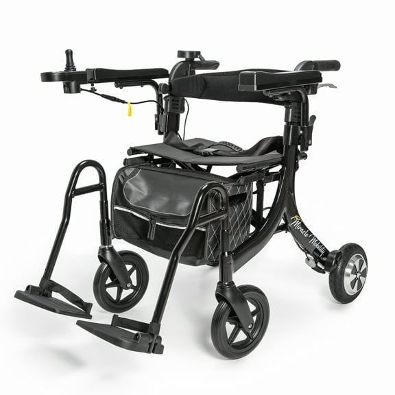 Miracle Mobility 4N1 Ultra Lightweight Folding Electric Wheelchair and Walker Black: