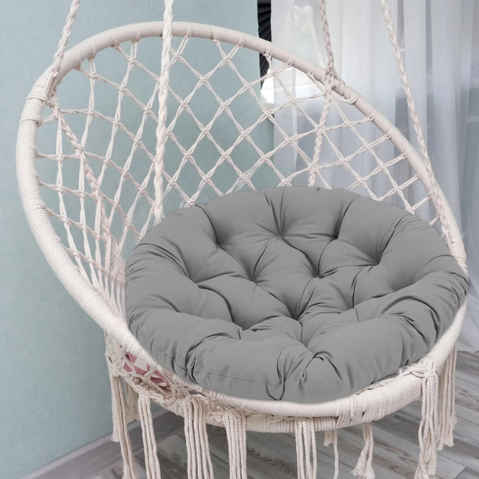 Hanging Chair Cushion Round 20 Inch Washable Waterproof Patio Rocking Chair Seat Pad, Egg Shape Indoor Outdoor Replacement Cushion for Garden Basket Swivel Chair, Floor Mat, Meditation(50x50cm, 1PC)
