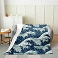 thumbnail image 2 of the Great Wave Fleece Blanket 40x50 All Season Soft Japanese Kanagawa Abstract Lines Art Flannel Blanket Sofa Bed Couch Decor Hand Painted Ocean Wave Throw Blanket Warm for Kids Boys Girls, 2 of 6