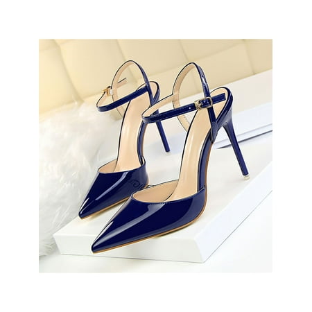 

Bellella Womens Heeled Sandals Ankle Strap High Heels Stiletto Strappy Sandal Comfort Dress Shoes Work Night Club Blue 8