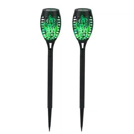 

BLOPQ 1-8pcs 12LED Solar Flame Torch Light Garden Dancing Flickering Waterproof Lamp-2pcs Green