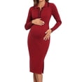 thumbnail image 1 of Charmo Robe Chandail de Maternité Automne Col Moulant Midi Grossesse, 1 of 6