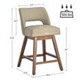 thumbnail image 5 of Usaint Distressed Faux Leather Swivel Bar Stools Set of 2 Cutout Backrest Solid Wood Legs for Kitchen Island Counter Chairs,Taupe, 5 of 10