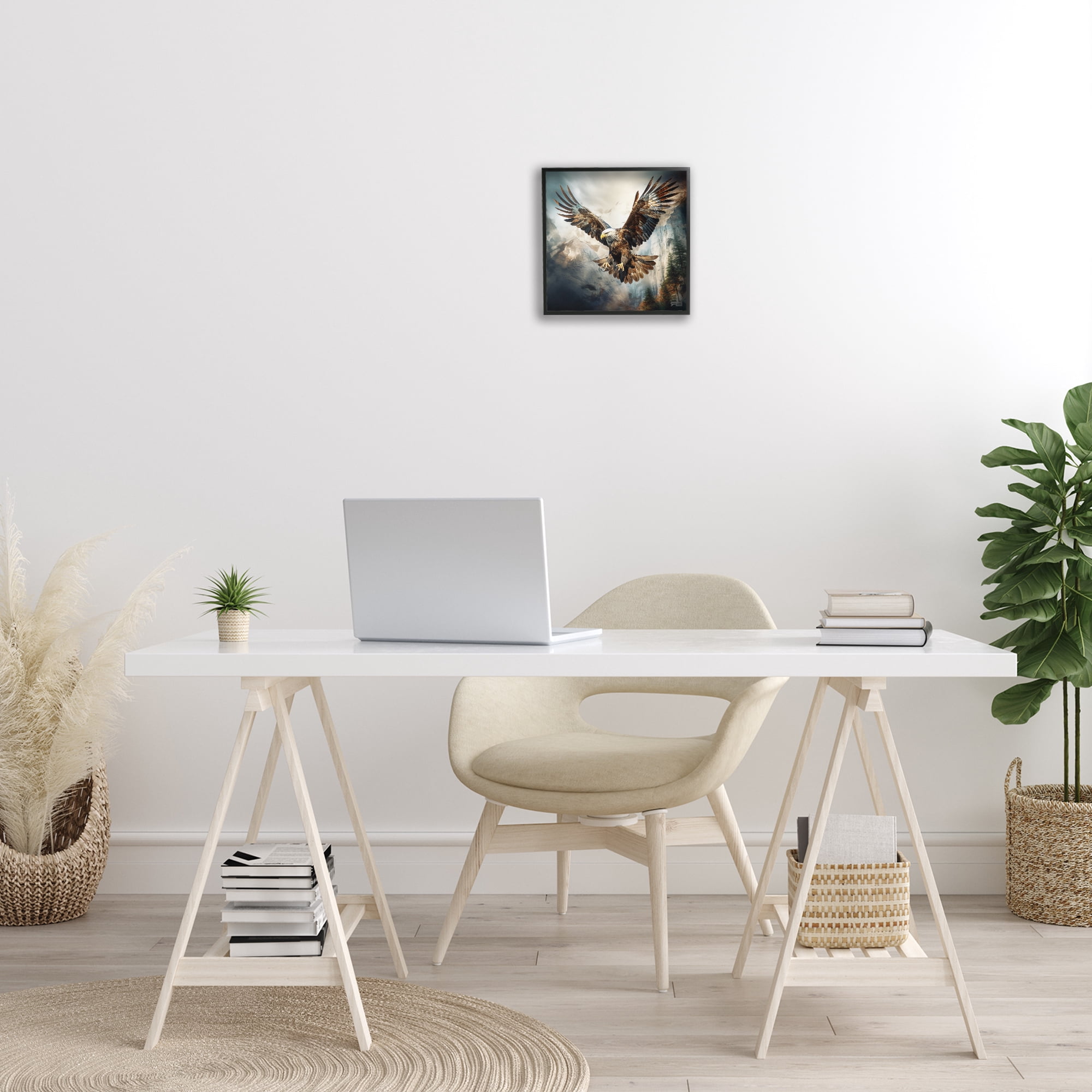 Stupell Industries Intense Eagle Spreading Wings Animals & Insects Painting Black Framed Art Print Wall Art, 12 x 12