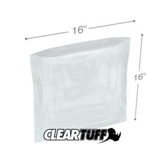 International Plastics PB41616 16 x 16 in. Clear Poly Bags, 0.004 Gauge - Case of 500