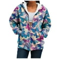 thumbnail image 5 of Kaprioy Womens Zip Up Oversized Hoodie Fall Fashion Clothing Trendy Numerous Butterfly Graphic Clothes Y2K Essentials Hoodie Blue, M, 5 of 6