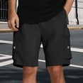 thumbnail image 2 of MIXUE Mens Shorts Summer Solid Color Elastic Waist Drawstring Casual With Pockets Breathable Work Outdoor Activities Sports Holiday Wear,Black,L, 2 of 9