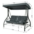 thumbnail image 6 of TLSUNNY Patio Swing with 45° Tilt Canopy & Removable Seat Cushion, Converting Heavy Duty 3-Person Glider Bed for Outdoor Lounging by Pool, in Yard, 6 of 13
