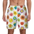 thumbnail image 2 of Picia Cartoon Flowers pattern Mens Swim Trunks with Compression Liner Stretch Beach Shorts Quick Dry with Zipper Pockets No-Chafing Board Shorts-XX-Large, 2 of 9