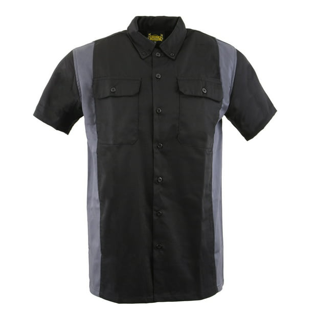 Biker Clothing Co. MDM11674.01 Men's Two-Tone Black and Grey Short Sleeve  Motorcycle Mechanic Shirt Large - Walmart.com