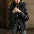 thumbnail image 6 of Olyvenn Women's Winter Warm Thickened Quilted Puffer Jacket Zipper Pockets Bubble Coat with Removable Hood Faux Fur Collar Black S, 6 of 6