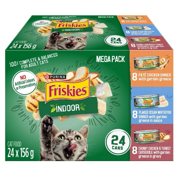 Friskies Indoor Assorted Variety Pack, Wet Cat Food 24 x 156 g