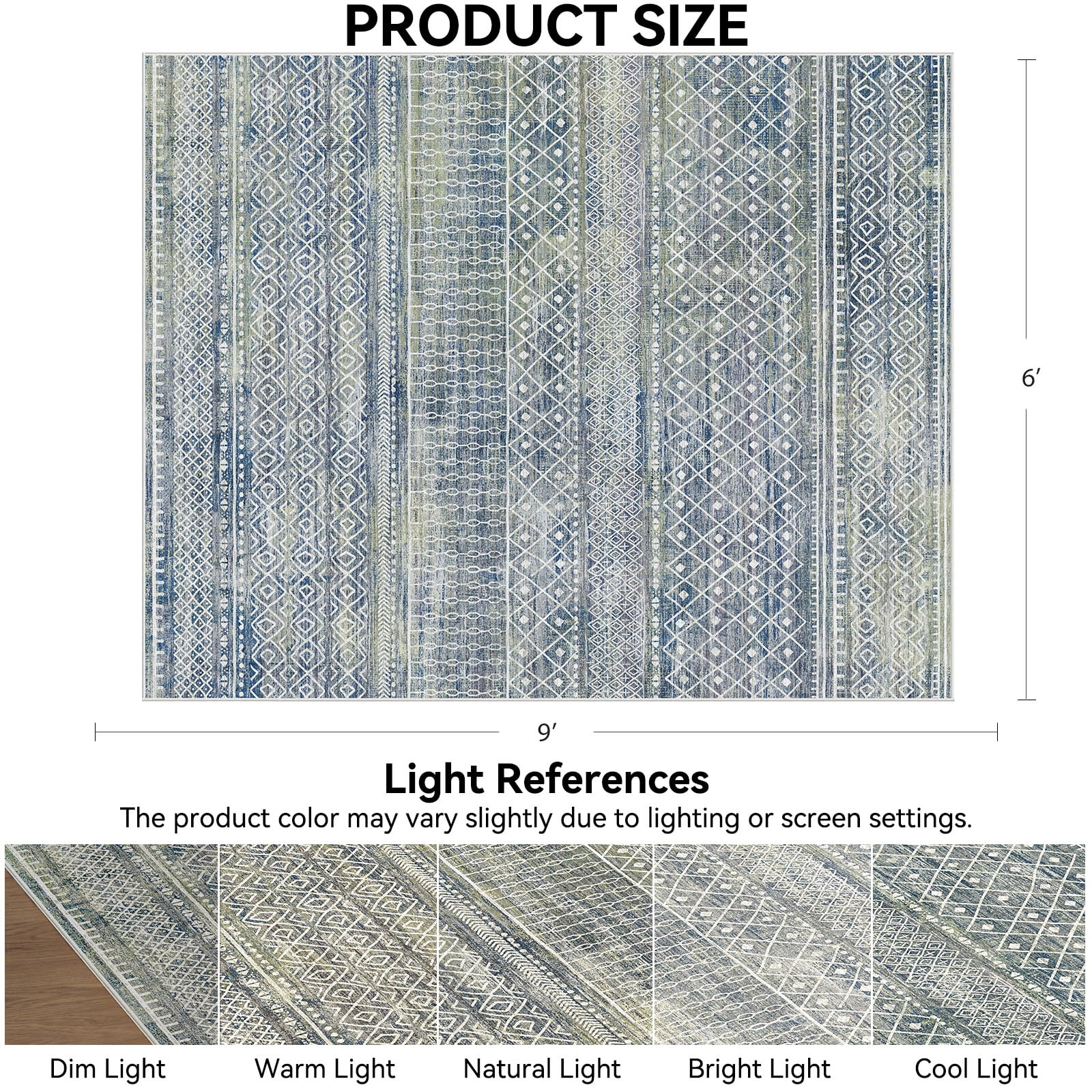 CHITOOMA 6'x9' Area Rugs for Living Room, Washable Rugs Print Pattern Boho Soft Geometric Bohemian Carpet Indoor Rug for Bedroom Dining Room Office Nonslip Foldable Rug