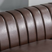 Canddidliike Traditional Sofa Couches for Living Room, Upholstered 3 seater Sofa Square Arm Brown