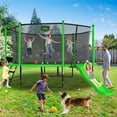 thumbnail image 7 of Jump Into Fun Trampoline 16 15 14 12FT for 5-7 Kids/ 1-2 Adults, Trampoline with Slide, Enclosure, Basketball Hoop, LED Light and More, 1200LBS Heavy Duty Galvanized Outdoor Trampoline for Family, 7 of 7