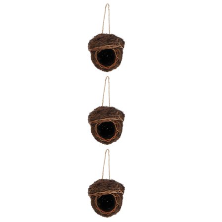 3 pcs  Woven Bird Nest Hanging Bird House Garden Bird Nest Adornment (Random Color)