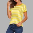 thumbnail image 2 of ClodeEU Women's Short Sleeve Crew Neck Striped T Shirt,Casual Trendy Basic Tee b-Orange,Women's Plus S, 2 of 7