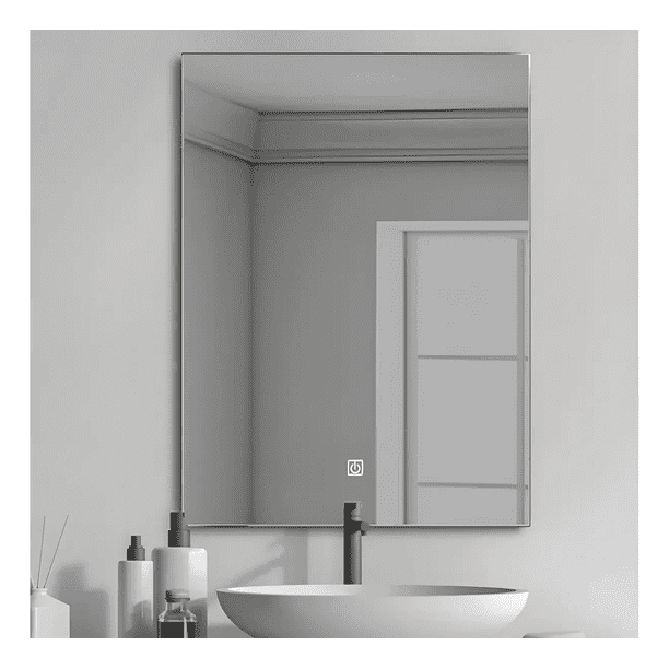 Espejo de Pared Moderno Sin Marco Visible para Tocador - Con Sensor Touch Integrado y Estilo Elegante