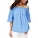 thumbnail image 1 of Rachel Roy Blusa de muñeca con fruncido para mujer, azul, pequeña, 1 of 1