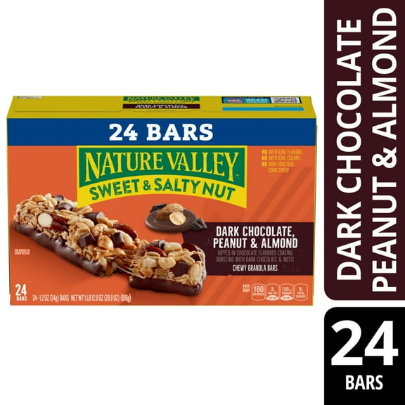 Nature Valley Sweet and Salty Nut Bars, Dark Chocolate Peanut Almond, 24 Bars, 28.8 oz