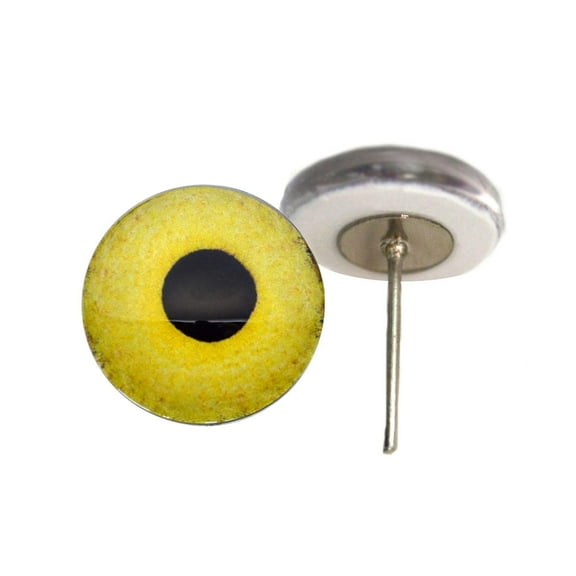 Light Yellow Owl Glass Eyes on Wire Pin Posts
