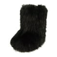 thumbnail image 5 of Rokment Furry Faux-Fur Boots for Women Winter Fuzzy Snow Boots Plush Lined Warm Comfy Indoor Outdoor Mid Calf Flat Short Booties with No Heel Black Size 5.5, 5 of 7
