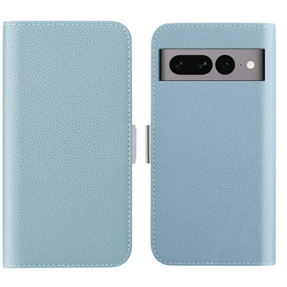 Wallet Case for Google Pixel 7 Pro,Lychee Texture PU Leather Candy Color Shockproof Protective Magnetic Flip Holder Anti-Scratch Phone Cover with ID Credit Card Slots & Cash Pocket,Blue