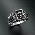 thumbnail image 2 of K-KED Vintage Black CZ Skull Chain Ring Stainless Steel Gothic Skull Men's Biker Ring-14, 2 of 6