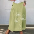 thumbnail image 2 of ZQUUVOU Boho Midi Skirt for Women Stretchy Waistband with Pockets Smocked Printed Comfortable Work Casual Skirt Green, 2 of 5