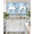 thumbnail image 5 of Nautical Blue Kitchen Curtains Swag Valance and Tier Curtains Set 24 Inch Length, Lighthouse Ocean Sailboat Summer Painting Rod Pocket Drape Panels Pair Swag Curtain for Bathroom/Cafe/Window, 5 of 6