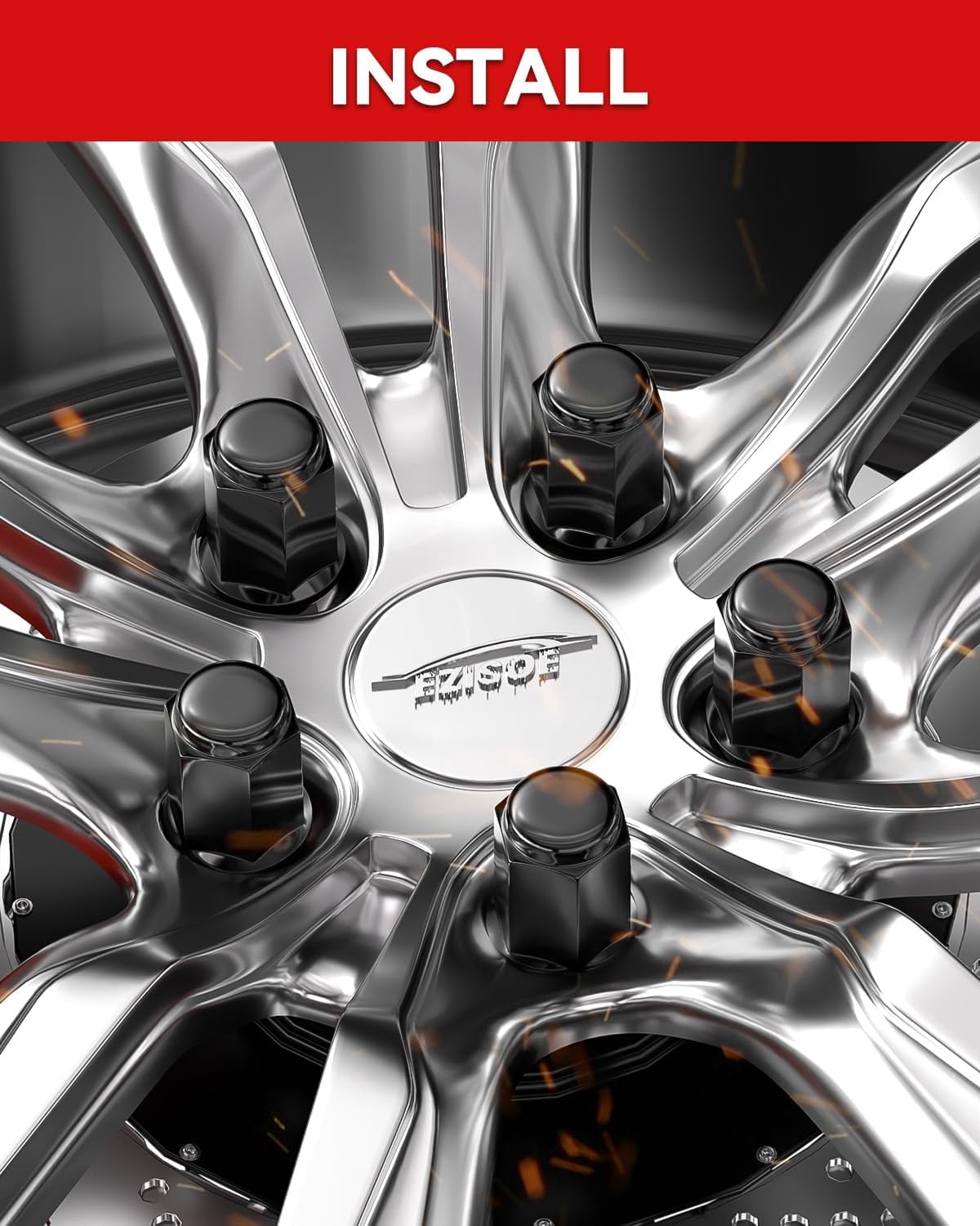 1/2x20 Lug Nuts Black 20pcs, Chrome 1/2''-20 Closed End Bulge Acorn Lug Nuts Set, 1.38" Tall 3/4" Hex One-Piece Solid Black OEM Factory Style Large Acorn Seat Wheel Nuts