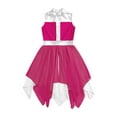 thumbnail image 3 of LiiYii Girls Kids Sleeveless Ballet Praise Lyrical Dress Color Block Modern Contemporary Ballroom Hot Pink 16, 3 of 5