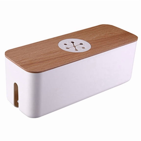 Wooden Cable Storage Box Power Cord Storage Box Dust-Proof Charger Socket Storage Box Household Cable Winder StorageBoxA