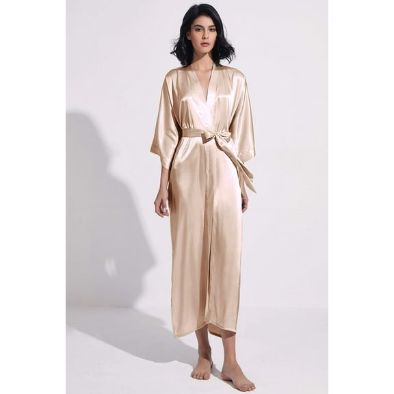 PRODESIGN Satin Kimono Robe Women Long Silky Kimono Bathrobe Sleepwear Wedding Bridesmaid Robe