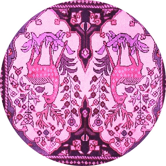 Ahgly Company Indoor Round Persian Pink Traditional Area Rugs, 8' Round