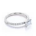 thumbnail image 3 of JeenMata East West 1.75 Carat Emerald Cut Moissanite 4 Prong Set Pave Engagement Ring In 18K White Gold Plating Over Silver, 3 of 7