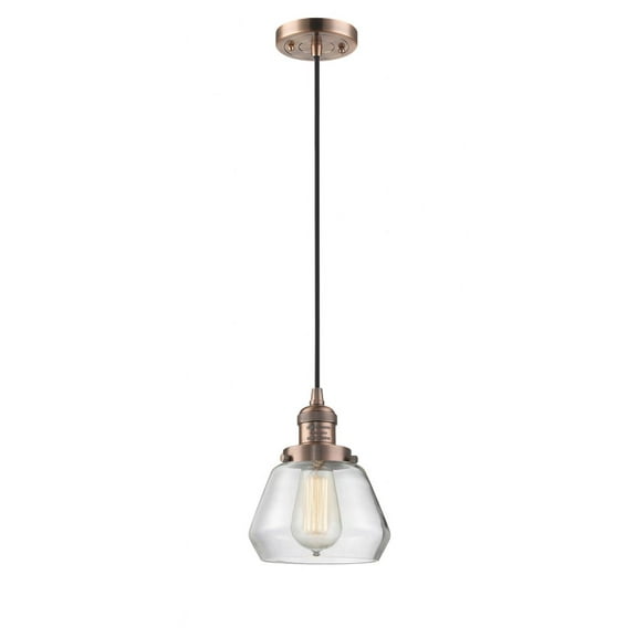 Innovations Lighting Fulton - 1 Light 7" Cord Hung Mini Pendant Clear/Antique Copper