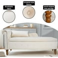 thumbnail image 6 of LEHZROAJ Velvet Chaise Lounge Indoor with Storage, Tufted Lounger Chair with Support Pillow, Long Sleeper Sofa for Bedroom, Living Room, Beige, 6 of 12