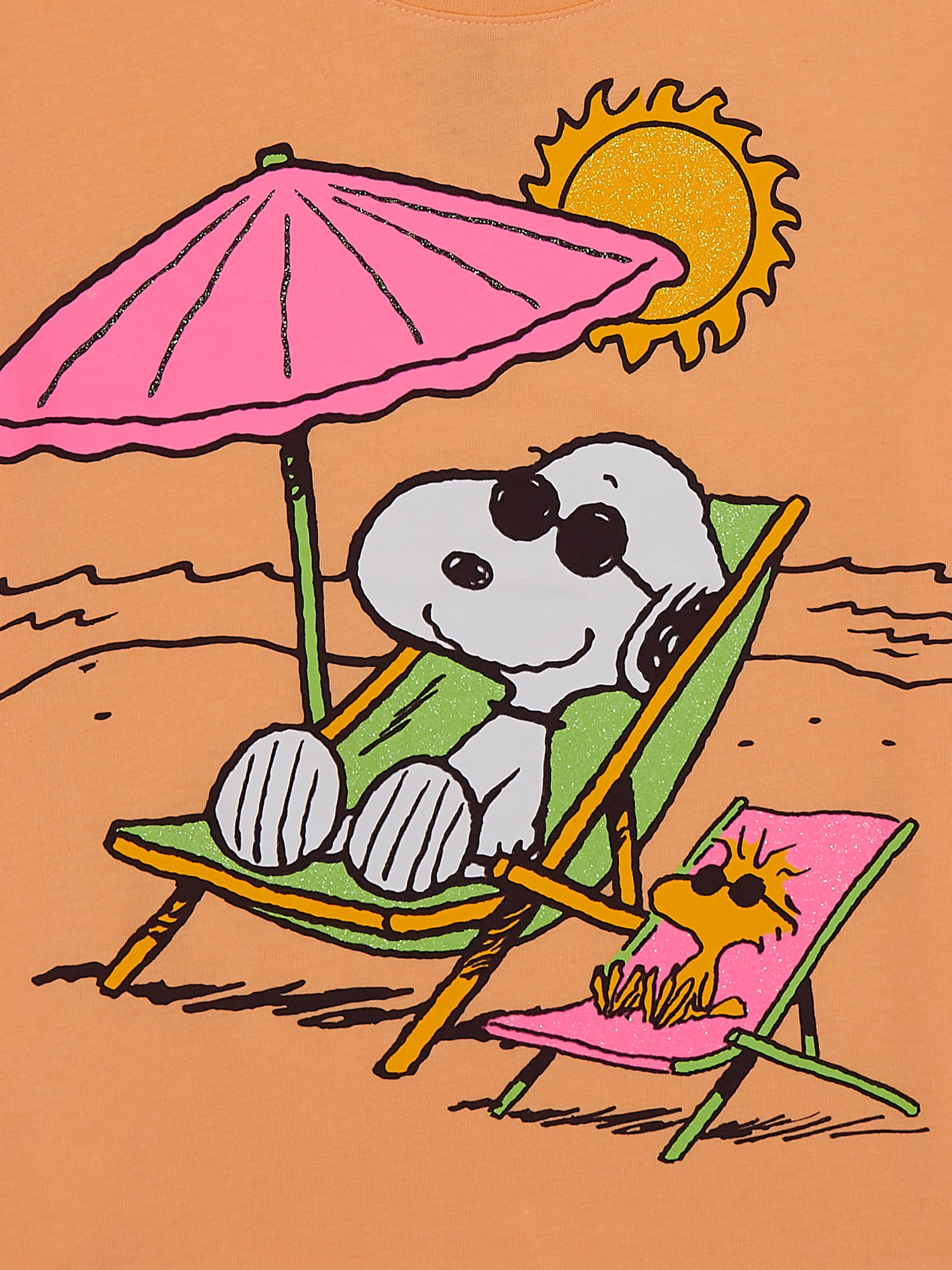 Snoopy Girls Graphic Tee with Short Sleeves, Sizes XS-XL