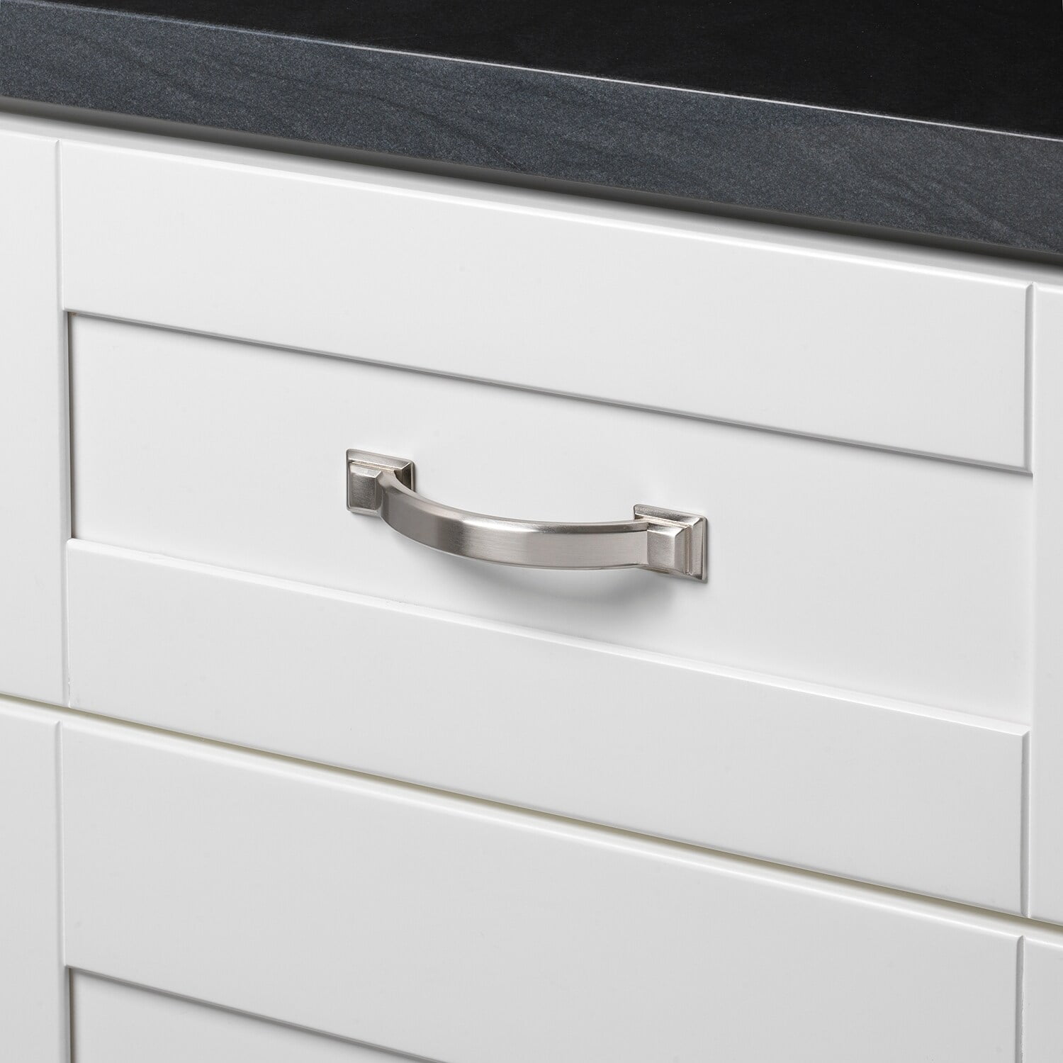 GlideRite 3 in. Center Arched Square Pulls Cabinet Hardware Handles, Satin Nickel, Pack of 25