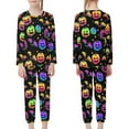 thumbnail image 2 of Renewold Halloween Theme Pjs Nightwear Pack of 2 Boys Girls Colorful Pumpkins Bats T-Shirt Sleepwear Softness Pajama Top and Pants Set with Pockets Size 9-10, 2 of 5