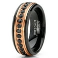thumbnail image 2 of Metal Masters Men Tungsten Black Rose Goldtone Wedding Band Hammered Eternity Ring Cz Comfort-Fit, 2 of 6