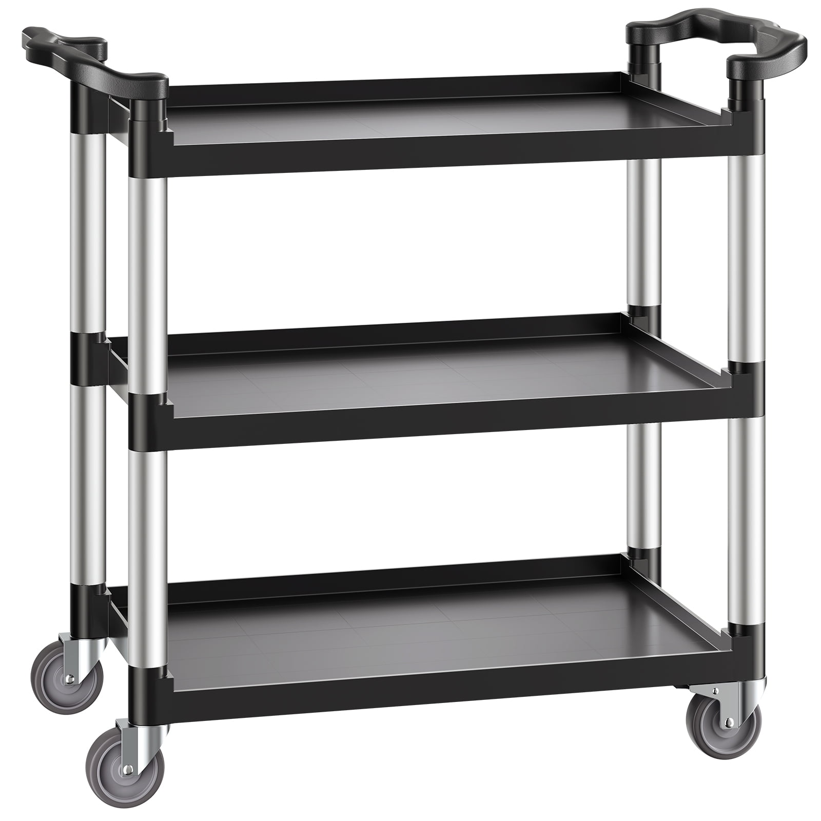 VEVOR Utility Cart, 330 lbs Load Capacity, 3-tier Utility Plastic Cart with 360° Swivel Wheels (2 with Brakes), 31.1 x 19.3-inch Food Service Cart for Warehouse, Office, Home, Restaurant, Kitchen