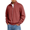 thumbnail image 4 of IAJDKMEK Men's Full Zip Long Sleeve Sweatshirt - Stand Collar Loose Fit, this Zip Up Jacket for Men and Long Sleeve Shirt for Fall,Red M, 4 of 8