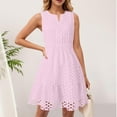 thumbnail image 2 of Sexlip Womens Sleeveless Fit Flare Dress V Neck Design Lightweight Fabric Relaxed Silhouette for Casual Outings Pink XXL, 2 of 9